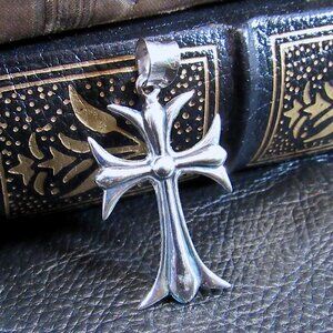 Solid 925 Sterling Silver Maltese Cross Pendant, Gothic Biker Jewelry for Men